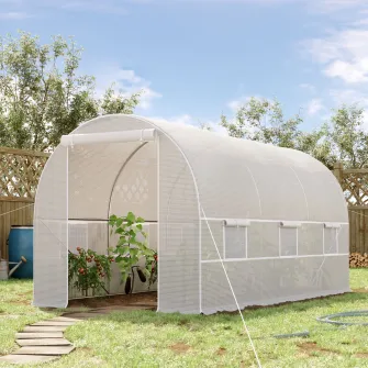 Sera tunel cu schelet din otel, 4x2x2m, alb Outsunny