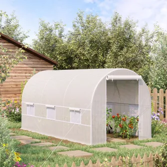 Sera tunel cu schelet din otel, 4x2x2m, alb Outsunny