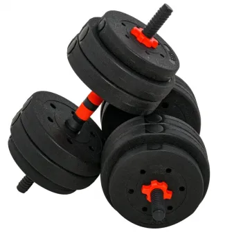 Set 2 Gantere convertibile in Haltera, 25kg in Total cu 12 Discuri greutati