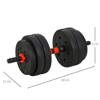 Set 2 Gantere convertibile in Haltera, 25kg in Total cu 12 Discuri greutati