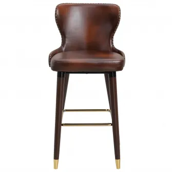 Set 2 scaune bar, Homcom, Lemn/Otel, Max 120 kg, 52x53x101 cm, Maro inchis