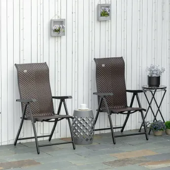 Set 2 scaune gradina, Outsunny, Ratan/Otel, 71x58x111cm, Negru