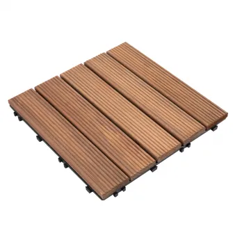 Set 27 de placi pentru exterior, Outsunny, Lemn, 30 x 30 x 2.5 cm, Maro