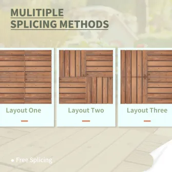Set 27 de placi pentru exterior, Outsunny, Lemn, 30 x 30 x 2.5 cm, Maro