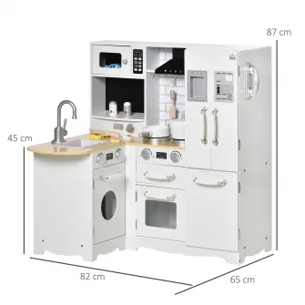 Set bucatarie copii cu accesorii Homcom, MDF, 3-6 ani, 82x65x87cm, Multicolor
