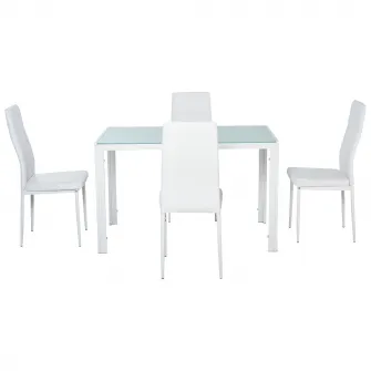 Set de luat masa 4 Scaune tapitate si masa 120x70x75cm alb HOMCOM