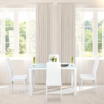 Set de luat masa 4 Scaune tapitate si masa 120x70x75cm alb HOMCOM