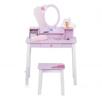 Set masa cu scaun, Homcom, MDF/Pin, Roz