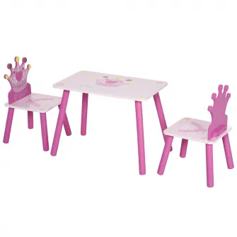 Set masa si 2 scaune pentru copii 3-8 ani, roz, HOMCOM