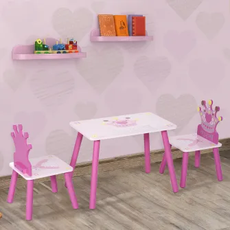 Set masa si 2 scaune pentru copii 3-8 ani, roz, HOMCOM