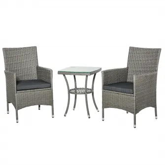 Set masa si scaune de gradina, Outsunny, Ratan, Gri