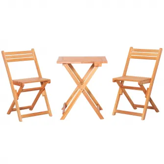 Set masa si scaune pliante de gradina, Outsunny, Lemn, Natur