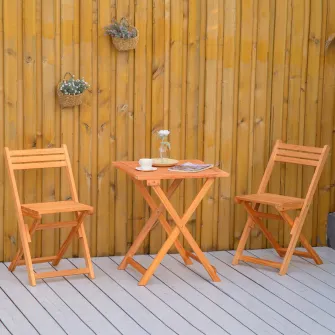 Set masa si scaune pliante de gradina, Outsunny, Lemn, Natur