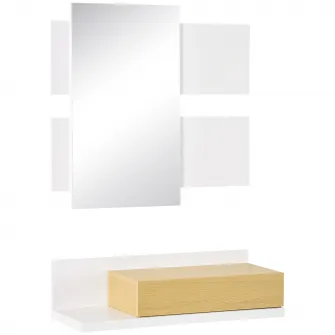 Set mobilier pentru hol, Homcom, Lemn, 40x70cm, Alb/Maro