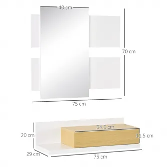 Set mobilier pentru hol, Homcom, Lemn, 40x70cm, Alb/Maro