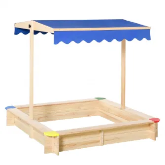 Spatiu de joaca pentru copii, Outsunny, Lemn, 120 x 120 x 120 cm, Multicolor
