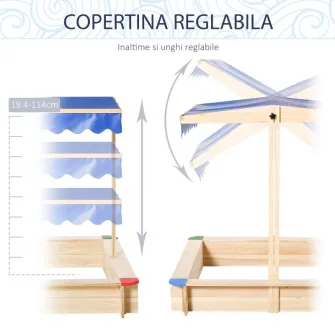 Spatiu de joaca pentru copii, Outsunny, Lemn, 120 x 120 x 120 cm, Multicolor