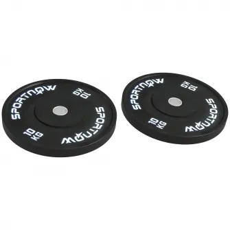 SPORTNOW 2 Placi De Greutati Olimpice De 10 kg, Set De Greutati Pentru Haltere Din Cauciuc, Cu Orificiu De 5 cm, Pentru Acasa, Sala