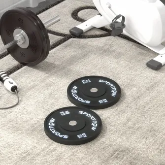 SPORTNOW 2 Placi De Greutati Olimpice De 10 kg, Set De Greutati Pentru Haltere Din Cauciuc, Cu Orificiu De 5 cm, Pentru Acasa, Sala