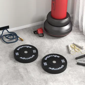 SPORTNOW 2 Placi De Greutati Olimpice De 20 kg, Set De Greutati Pentru Haltere Din Cauciuc, Cu Orificiu De 5 cm, Pentru Acasa, Sala