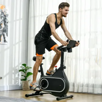 SPORTNOW Bicicleta pentru exercitii fizice, Bicicleta magnetica pentru ciclism in interior, ecran LCD, suport sticle/tableta si sezut confortabil pentru antrenament cardio acasa