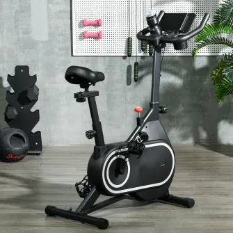 SPORTNOW Bicicleta pentru exercitii fizice, Bicicleta magnetica pentru ciclism in interior, ecran LCD, suport sticle/tableta si sezut confortabil pentru antrenament cardio acasa