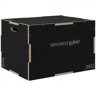 SPORTNOW Cutie de Sarituri Plyometrica 3-in-1, Cutie de Sarituri din Lemn Antiderapanta pentru Exercitii in Sala de Gimnastica de Acasa 76/61/51cm