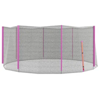 SPORTNOW Plasa de siguranta pentru trambulina rotunda 366cm cu 8 stalpi drepti, Tarc de rezerva din plasa rezistenta la conditiile meteo cu intrare cu fermoar, stalpii nu sunt inclusi, Roz