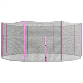 SPORTNOW Plasa de siguranta pentru trambulina rotunda 366cm cu 8 stalpi drepti, Tarc de rezerva din plasa rezistenta la conditiile meteo cu intrare cu fermoar, stalpii nu sunt inclusi, Roz