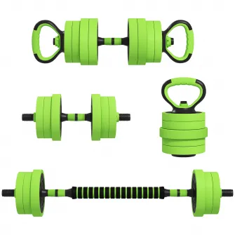 SPORTNOW Set 4-in-1 de Gantere cu Greutate Reglabila, Folosite ca Gantere cu Bara, Gantere Kettlebell, Suport pentru Flotari, Set de Greutati Libere pentru Barbati si Femei pentru Antrenament, 40KG