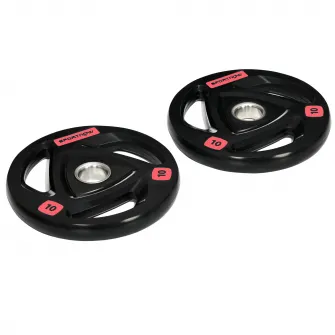 SPORTNOW Set de 2 discuri de10kg greutate din otel cu acoperire din cauciuc, gaura Ø5cm pentru mreana si manere pentru utilizare manuala