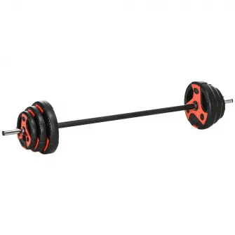 SPORTNOW Set de bare si placi de greutati de 20 kg cu maner antiderapant din PU, Ø17x140 cm, negru si rosu