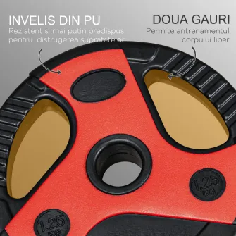 SPORTNOW Set de bare si placi de greutati de 20 kg cu maner antiderapant din PU, Ø17x140 cm, negru si rosu