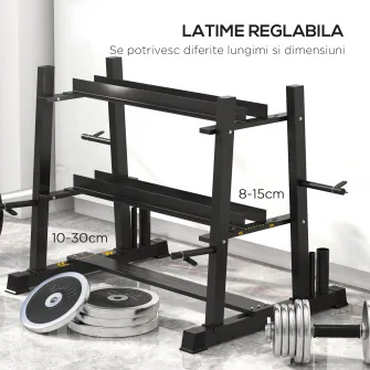 SPORTNOW Suport pentru Haltere, Suport Multifunctional pentru Greutati pentru Depozitarea de Haltere de Gimnastica la Domiciliu, Gantere, Placi de Greutate si Bare de Haltere, Capacitate de 200 kg