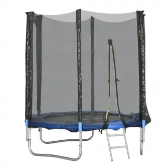 SPORTNOW Trambulina De Exterior Cu Plasa De Siguranta, Stalpi Captusiti Si Scara, Trambulina De Gradina Pentru Copii Si Adulti, 180cm