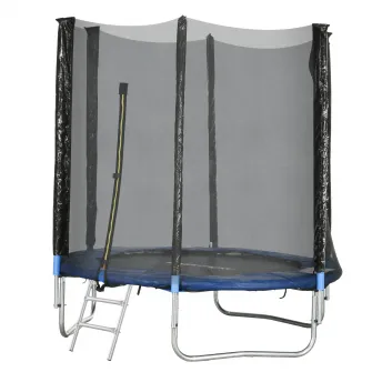 SPORTNOW Trambulina De Exterior Cu Plasa De Siguranta, Stalpi Captusiti Si Scara, Trambulina De Gradina Pentru Copii Si Adulti, 180cm