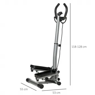 Stepper fitness Homcom, Ghidon reglabil, Display LCD, Otel/ABS, 55x53x118-128 cm, Negru/Argintiu
