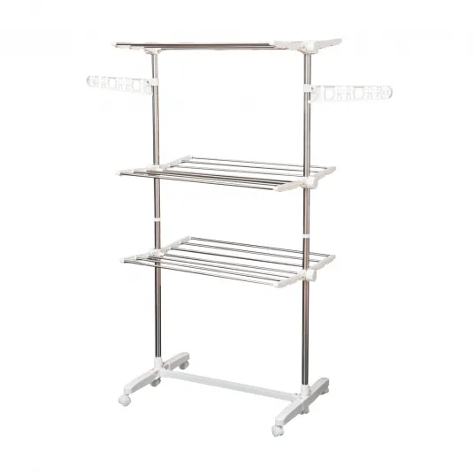 Suport de uscat rufe reglabil 80-142x55x152cm Alb/Argintiu HOMCOM