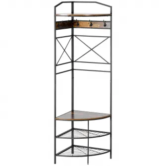 Suport pentru haine de colt, Homcom, Otel/PAL, 50x50x183 cm, Maro