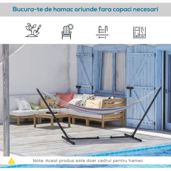 Suport Schelet pentru Hamac Max150 Kg 308-380x108x120cm Outsunny