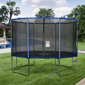 Trambulina HOMCOM, Exterior, Plasa de protectie, 366x269cm, Albastru/Negru