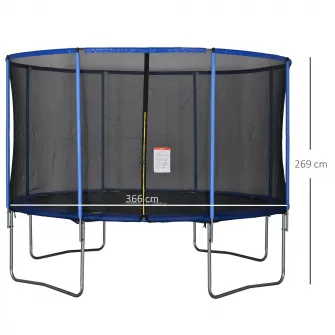 Trambulina HOMCOM, Exterior, Plasa de protectie, 366x269cm, Albastru/Negru