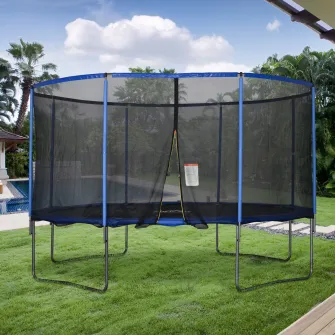Trambulina HOMCOM, Exterior, Plasa de protectie, 426x269cm, Albastru/Negru