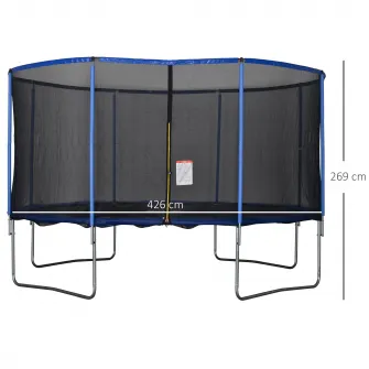 Trambulina HOMCOM, Exterior, Plasa de protectie, 426x269cm, Albastru/Negru