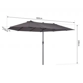 Umbrela de exterior Outsunny, Otel/Poliester, 2.7x4.6x2.4m, Gri