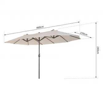 Umbrela de exterior Outsunny, Protectie UV, 460x270x240cm, Bej