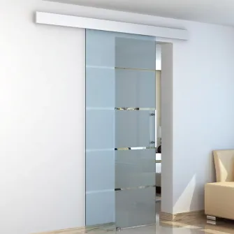 Usa glisanta de interior Homcom, Sticla securizata, 102.5x205cm, Transparent/Mat