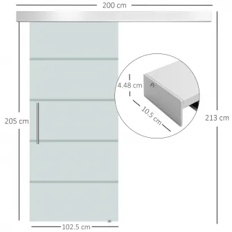 Usa glisanta de interior Homcom, Sticla securizata, 102.5x205cm, Transparent/Mat