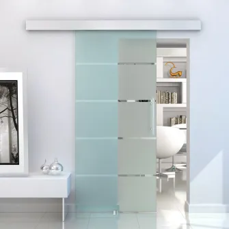 Usa glisanta de interior Homcom, Sticla securizata, 102.5x205cm, Transparent/Mat