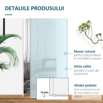 Usa Glisanta de Interior, Sticla Securizata 90x205x0.8cm HOMCOM
